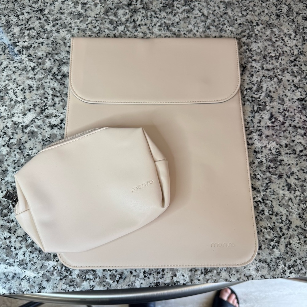 Mosiso | Cream Laptop Sleeve and Pouch Set